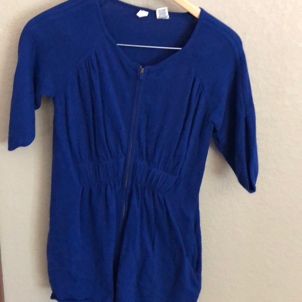 MOTH brand short sleeve zip sweater.